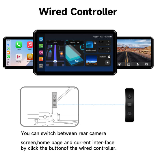 M2PRO Motorcycle Streaming Smart System,77G mmWave Radar Blind Spot Detection,Wireless Connectivity with CarPlay/Android Auto,Rear-View Streaming Lane Change Assist,1080P HD Dashcam,TPMS
