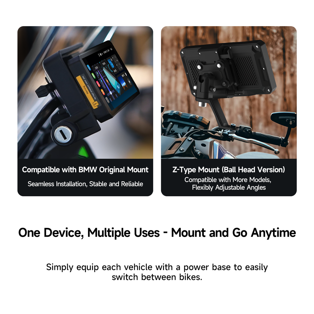 AlienRider M2-QR Smart Motorcycle Infotainment System | Unique QR Quick-Release Function | 77G Radar Blind Spot Monitoring | Tire Pressure and Temperature Monitoring | 6.2-inch Touchscreen | IP68 Waterproof