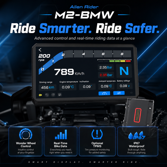 AlienRider M2-for BMW Motorcycle Smart Riding Display for BMW Motorrad – 6.2” Wireless iPhone Connectivity & Android Auto, Wonder Wheel Control, OEM Cradle Integration, Optional 77GHz BSD Radar & TPMS
