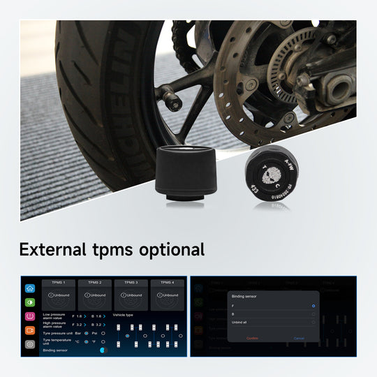 AlienRider M12S-200 Motorcycle Streaming Smart System,77G Millimeter-Wave Radar Blind Spot Warning,Wireless Connectivity CarPlay/Android Auto,Rearview Streaming Lane Assist,1080P HD Dashcam,TPMS