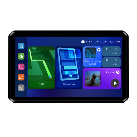 AlienRider M12S-203 Motorcycle Streaming Smart System,77G Millimeter-Wave Radar Blind Spot Warning,Wireless Connectivity CarPlay/Android Auto,Rearview Streaming Lane Assist,1080P HD Dashcam,TPMS