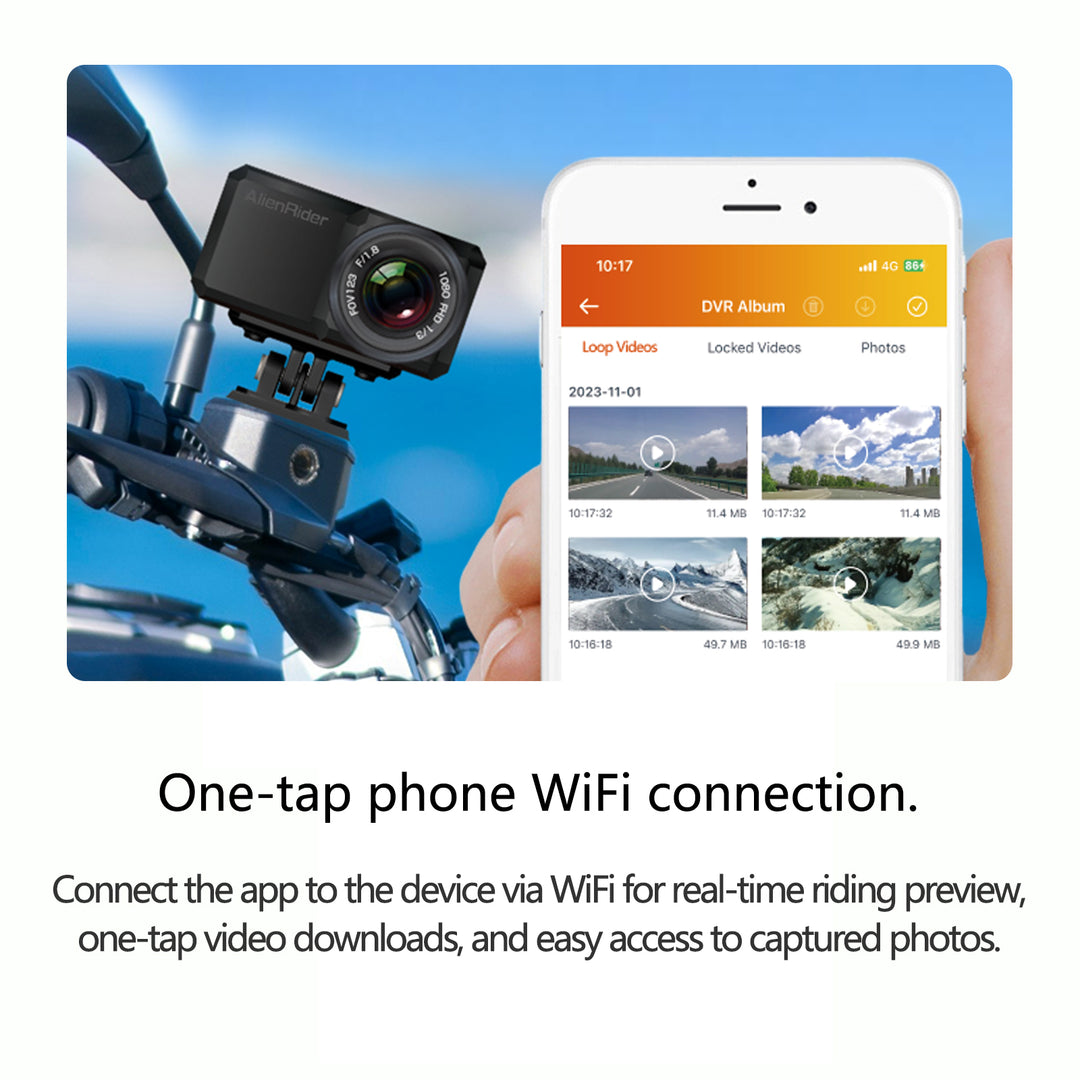AlienRider M11 Motorcycle Dash Cam with High-Definition Image Stabilization
