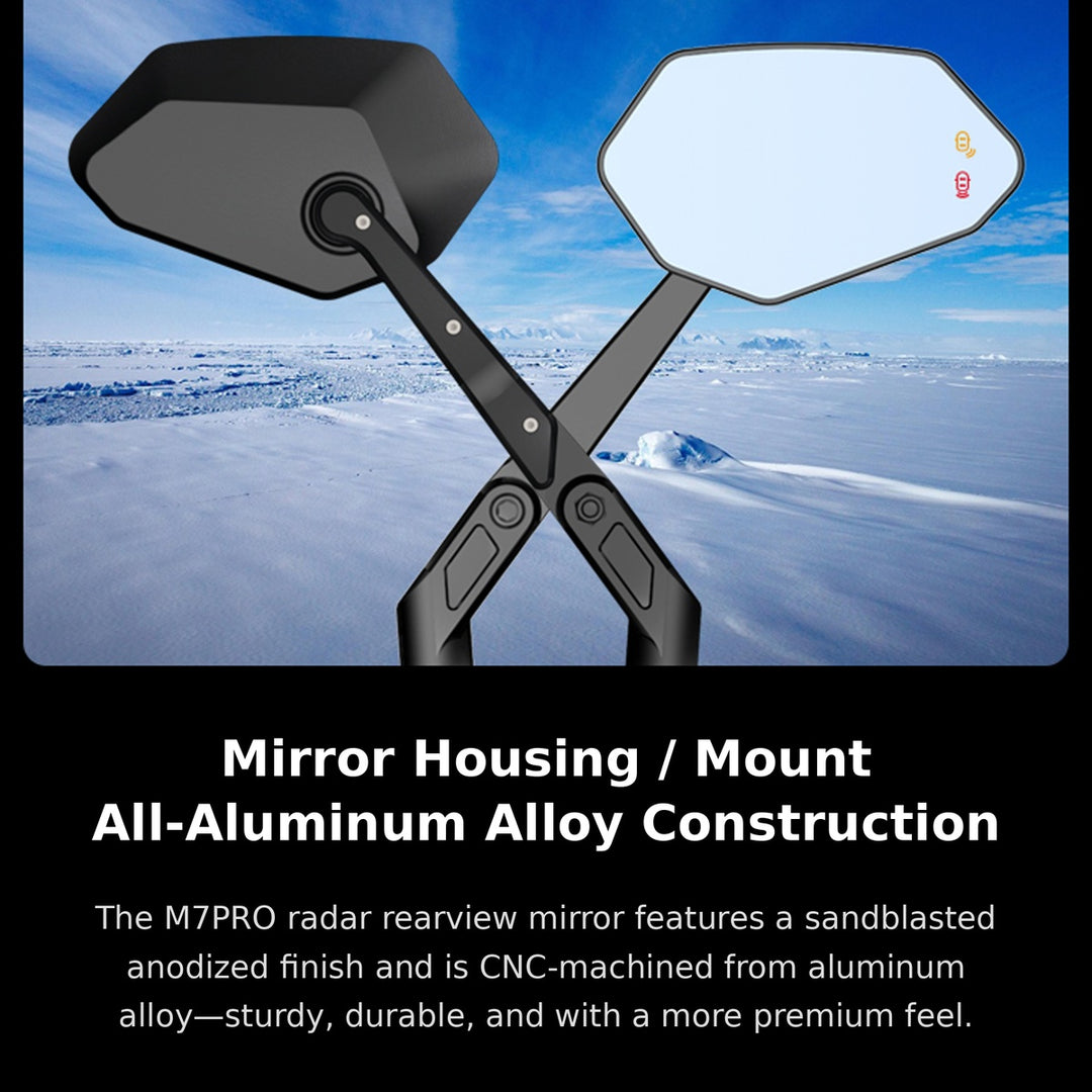 M7PRO 77GHz Millimeter Wave Radar Rearview Mirror | BSD/LCA/RCW Warning | All CNC Aluminum Alloy Foldable