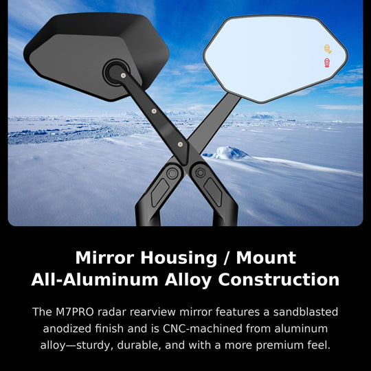 M7PRO 77GHz Millimeter Wave Radar Rearview Mirror | BSD/LCA/RCW Warning | All CNC Aluminum Alloy Foldable